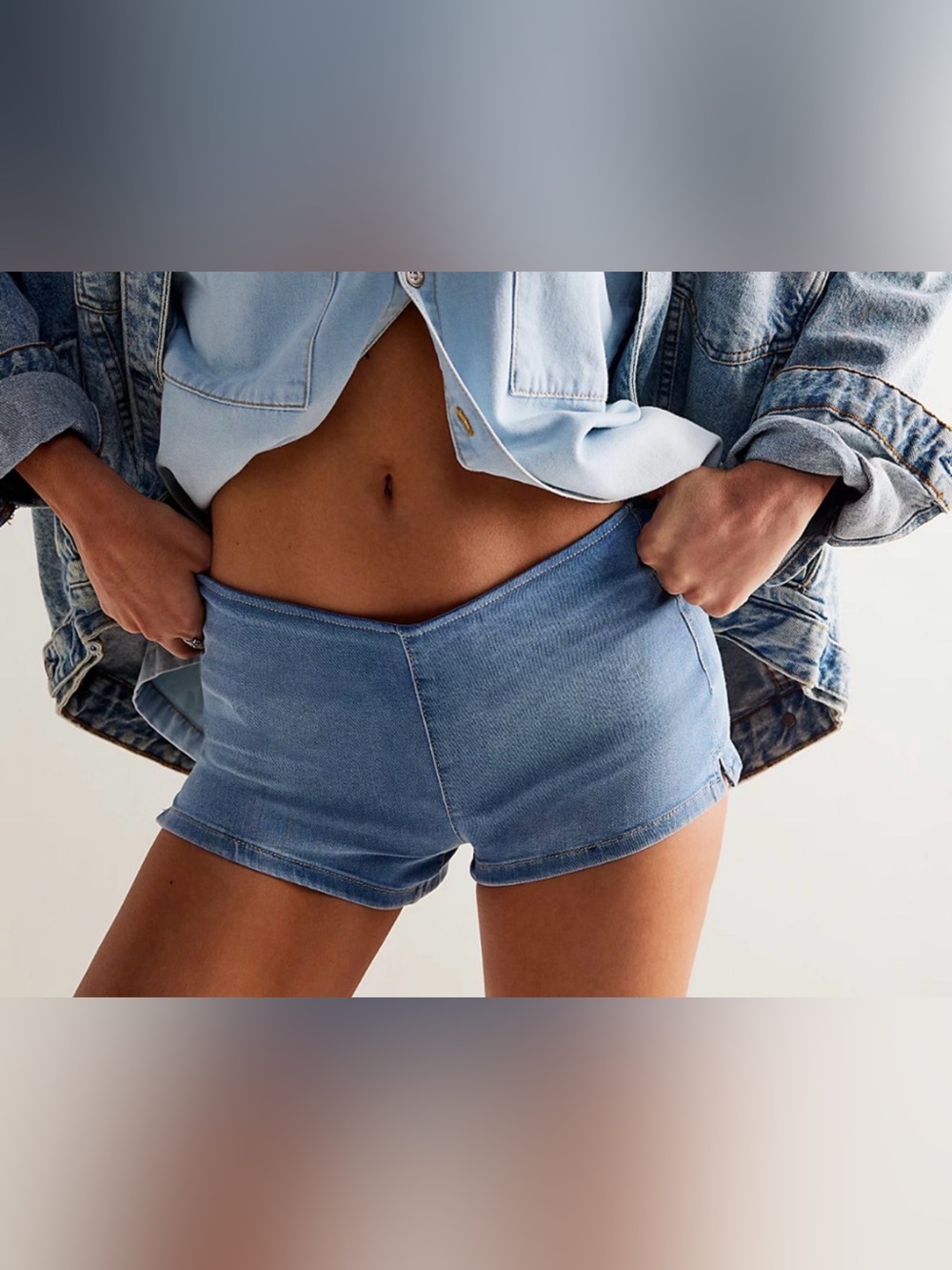 NEW FREE PEOPLE WE THE FREE LOVE LETTERS SAHARA MICRO MINI DENIM JEAN SHORTS 30